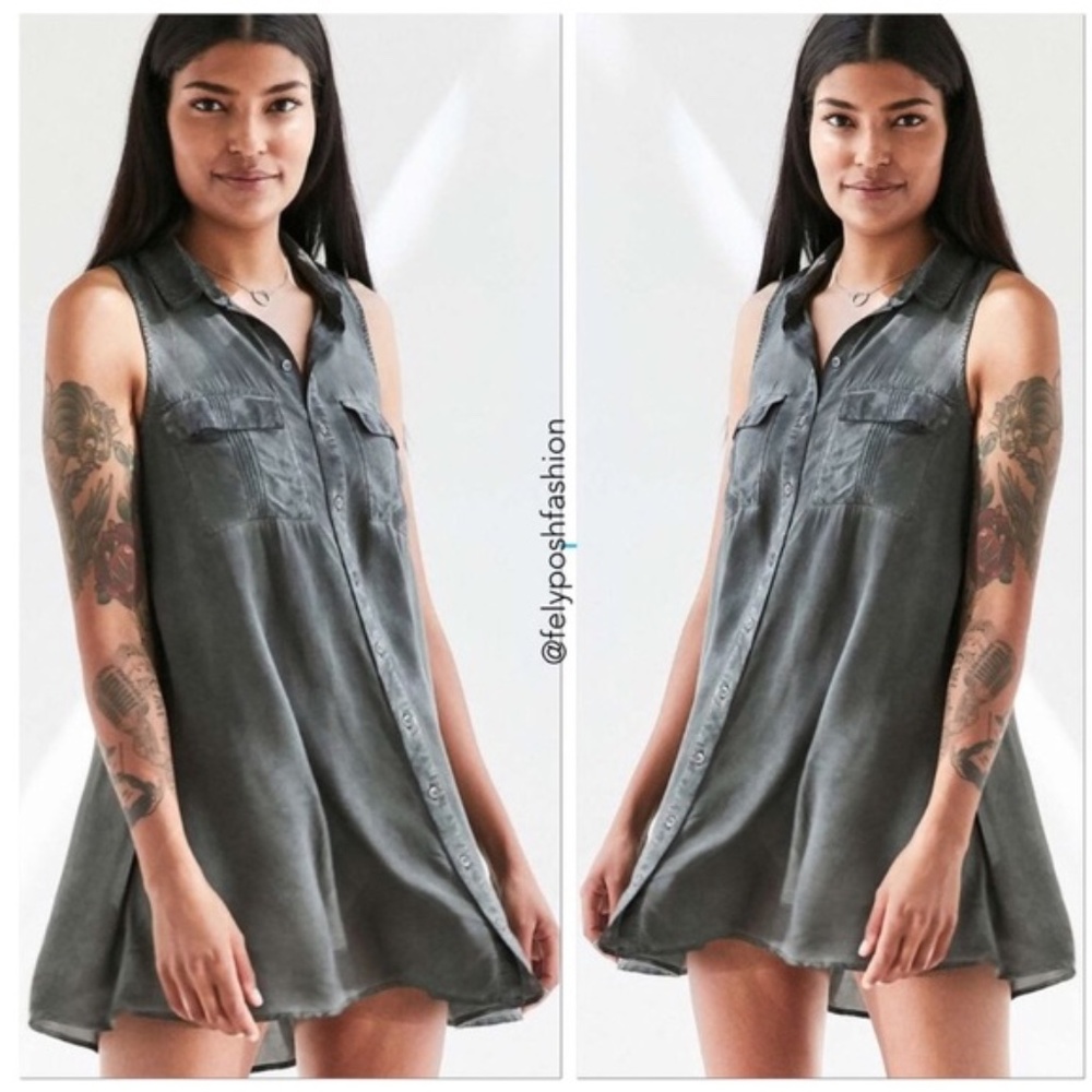 Silence + Noise Billie Washed Mini Shirt Dress